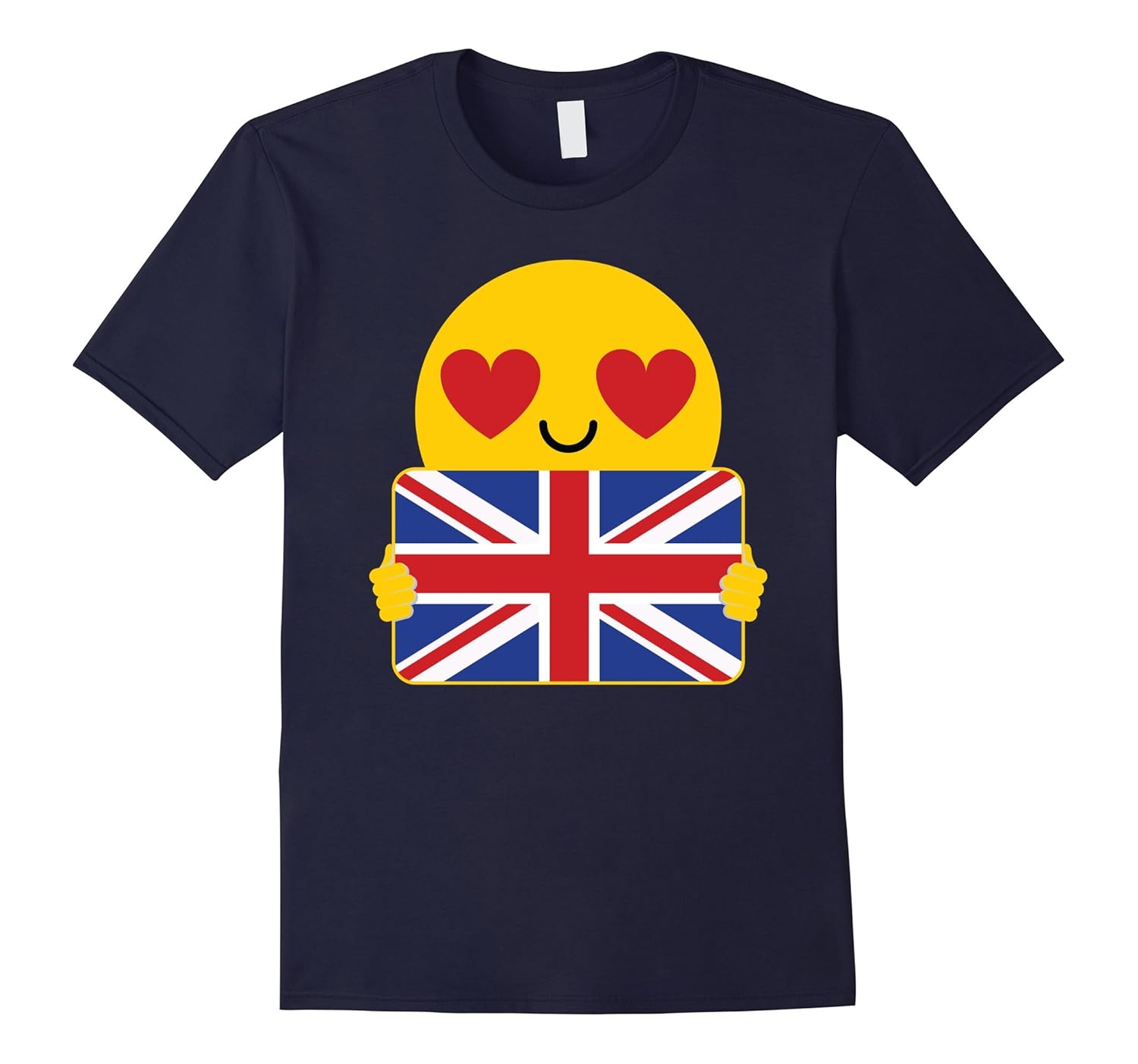 United Kingdom Union Jack Flag Shirt Heart Eye Emoji Tee-Rose