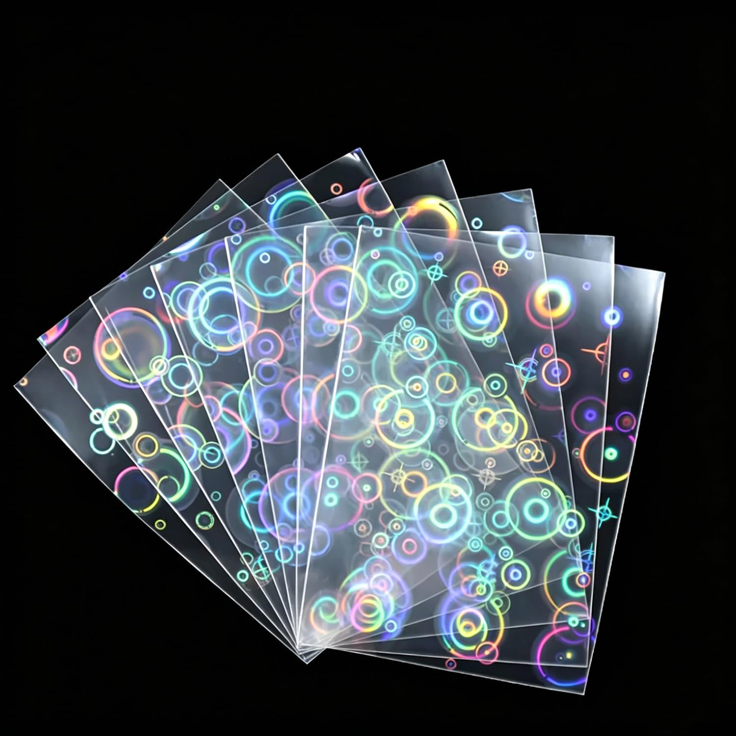 Photo 1 of 100 PCS Top Loading Dream Bauble Bubble Patterned Holographic Card Sleeves, Colorful Transparent Card Protector for Kpop/Idol/TCG/CCG Standard Sized/Japanese Sized Cards Cover (61×88mm)