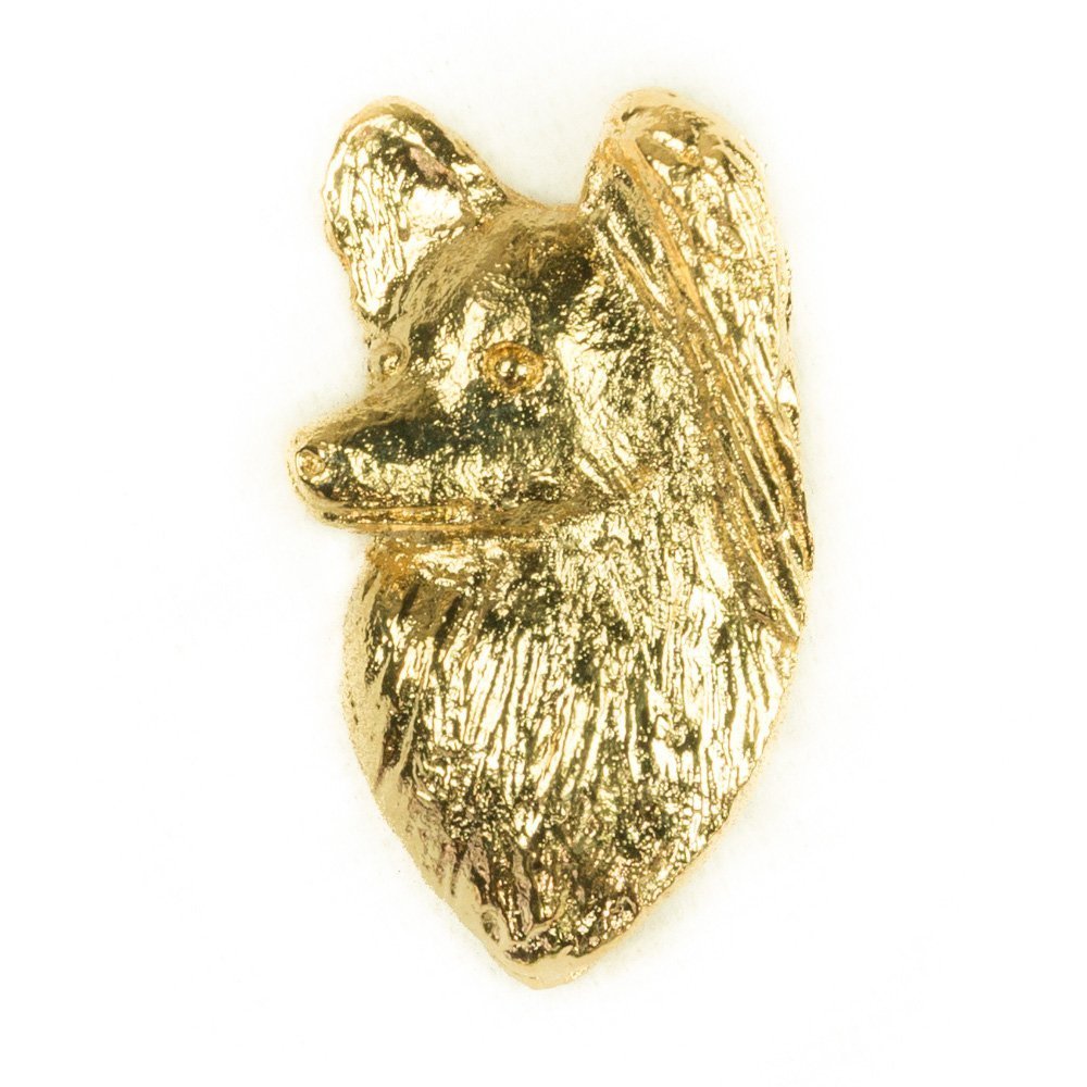 PAPILLON -PROFILE Made in U.K Artistic Style Dog Clutch Lapel Pin Collection 22ct Gold Plated