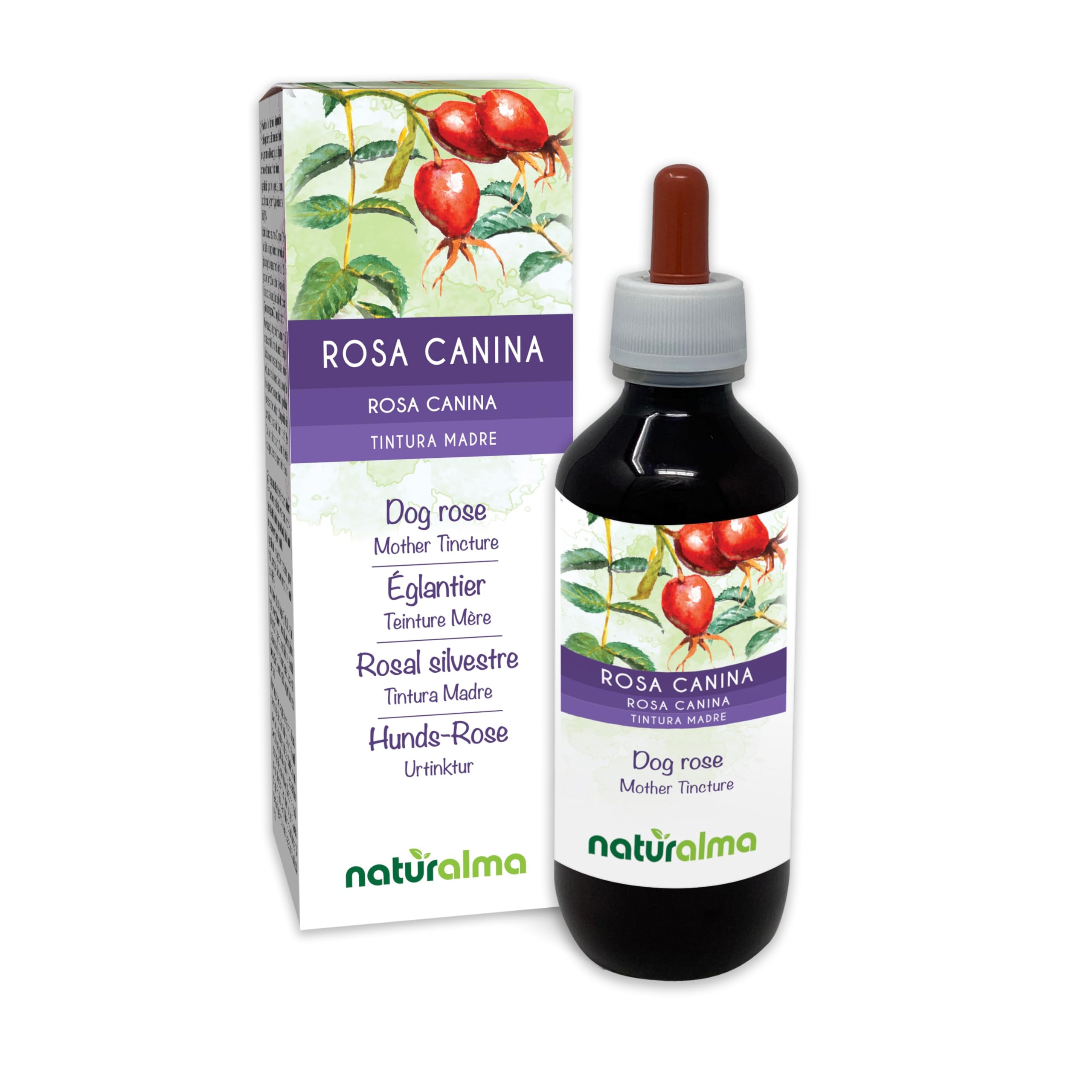 Dog Rose (Rosa canina) Fruits Alcohol-Free Mother Tincture Naturalma - Rich in Vitamin C - Liquid Extract Drops 200 ml - Food Supplement - Vegan