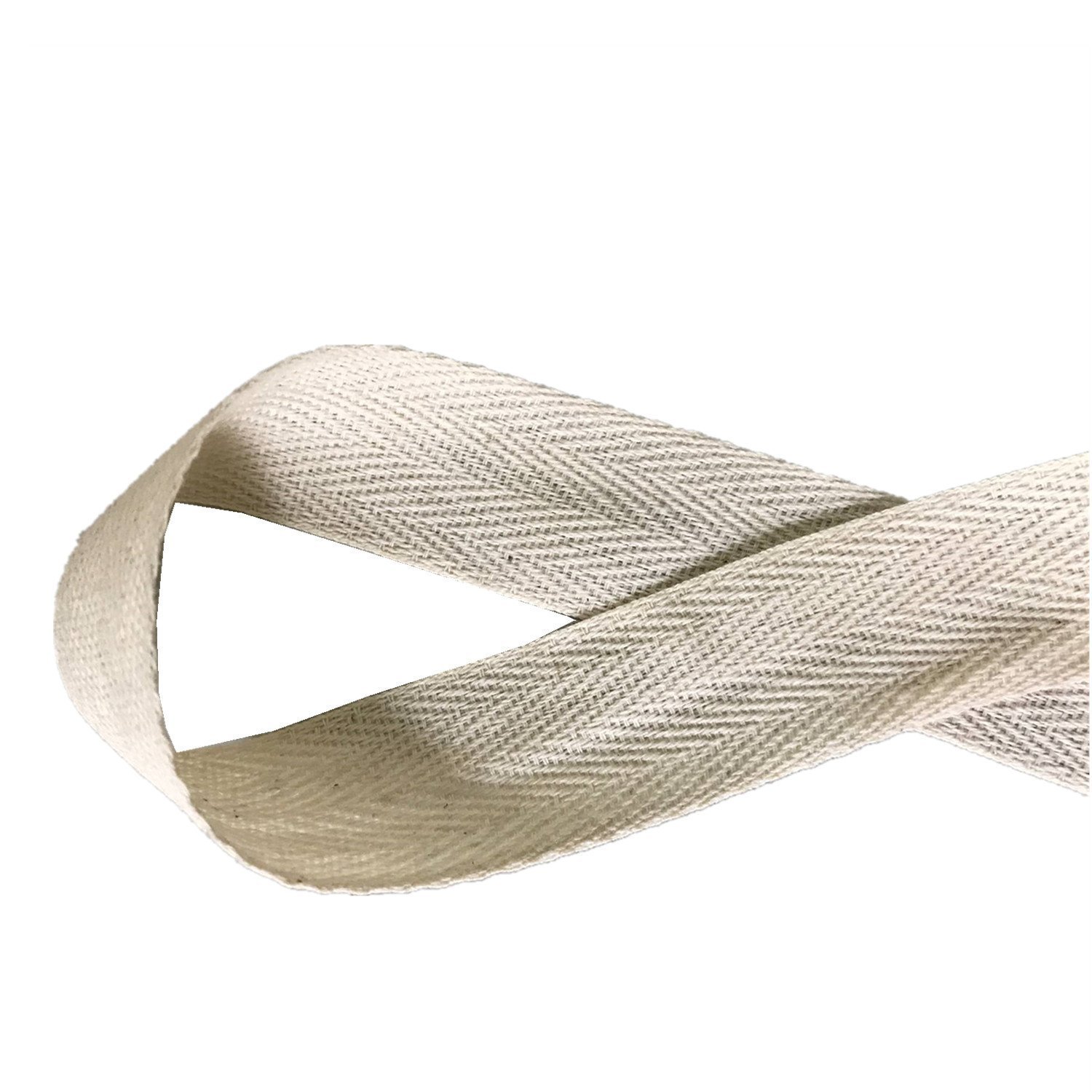QIANF Twill Tape Ribbon 100% Cotton Natural Color 2" Wide 50 Yard Roll Herringbone Tape(2"-50Yard, Off-White)