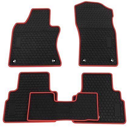 Biosp Car Floor Mats For Infiniti Q50 2014 2019 Front And Rear Heavy Duty Rubber Liner Set Black Red Vehicle Carpet Custom Fit All Weather Guard