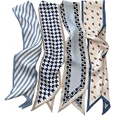 TEBIEKOY 4Pcs Fashion Scarves for Women, Multifunctional Boho Scarves Headbands Satin Scarf for Bag Hair Accessories