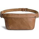 Hide & Drink, Rectangular Fanny Pack, Narrow Waist Bag with Adjustable Strap, Phone Holder, Cable Case, Accessories, Full Grain Leather, Handmade, Single Malt Mahogany