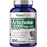 NusaPure Artichoke 20:1 Extract, 600 mg Equivalent to 12,000mg 200 Veggie caps (Non-GMO, Gluten Free)