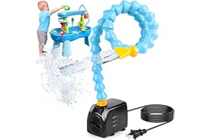 Huachuang Water Table Pump for Kids: 400GPH Quiet Circulation & Drain Waterfall Pump with 3 Nozzles & Flexible Spray Tube for