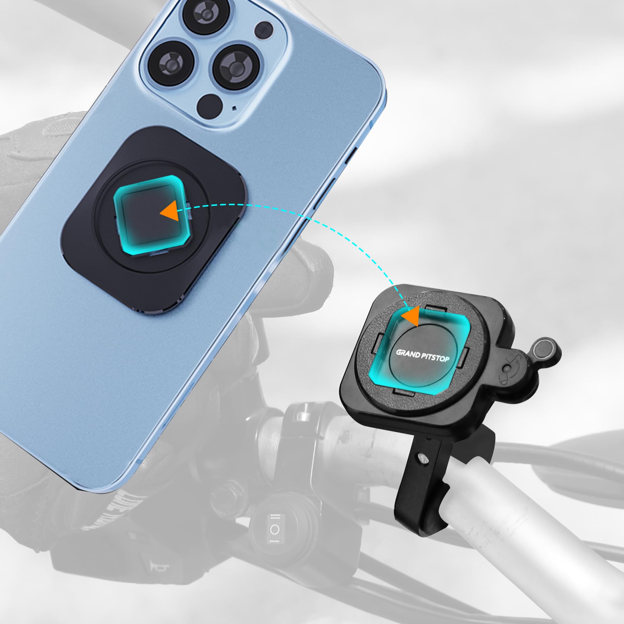 GRAND PITSTOP Quick Lock GEN-2 Motorcycle Mobile Holder with Advanced In-Built Magnetic Quick Lock Technology and Secure Handlebar Mount