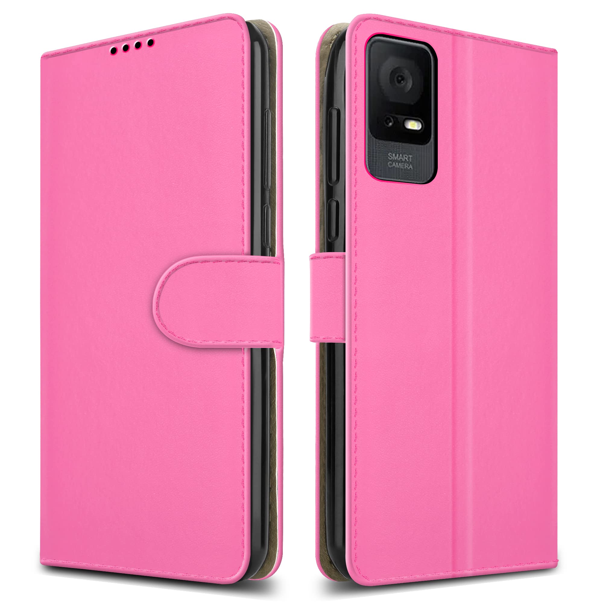 PIXFAB For TCL 405/406 / 408 Leather Phone Case, Magnetic Closure Full Protection Book Folio Design, Wallet Case Cover [Card Slots] and [Kickstand] For TCL 405/406 / 408 - Pink