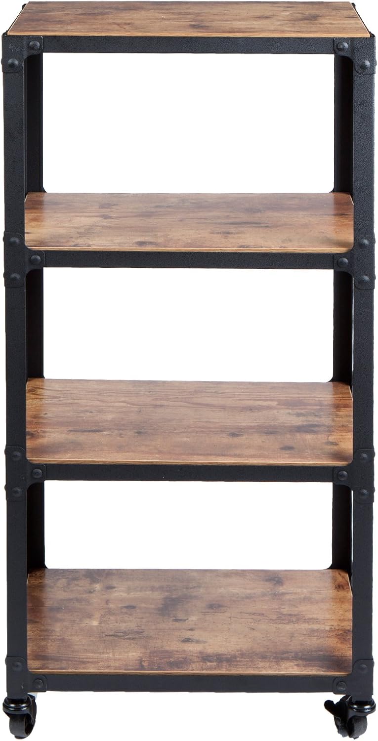 Mind Reader 4 Tier All Purpose Utility Cart, Wood/Metal, Black/Brown: Home & Kitchen