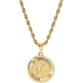 CHRISTIN MARIE STUDIO 18k Gold Plated Zodiac Necklace & Pendant - Gold Necklace for Women & Men, Tarnish & Water Resistant, Birthday Gifts for Women & Men
