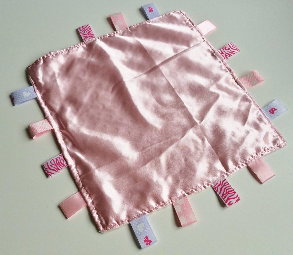 Soft Touch Comforter blanket with taggies. Taggie Comforter / Comfort Blanket. Great Gift. (Pink Taggie blanket) - Image 3