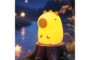 loatme Night Light for Kids, Rechargeable Dimmable Silicone LED Nightlight with 7 Colors, Baby Nursery Night Lamp, Touch Squishy Lamp, Cute Gifts for Girls, Boys, Toddler Room Decor, Capybara