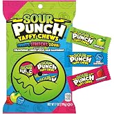 Sour Punch Taffy Candy Chews - 7 oz Bag (Pack of 1) - (Strawberry, Blue Raspberry, Green Apple) - Individually Wrapped Chewy Candy - Fun Sour Chewy Candy Snacks for Kids, Office, Gatherings &amp; Parties