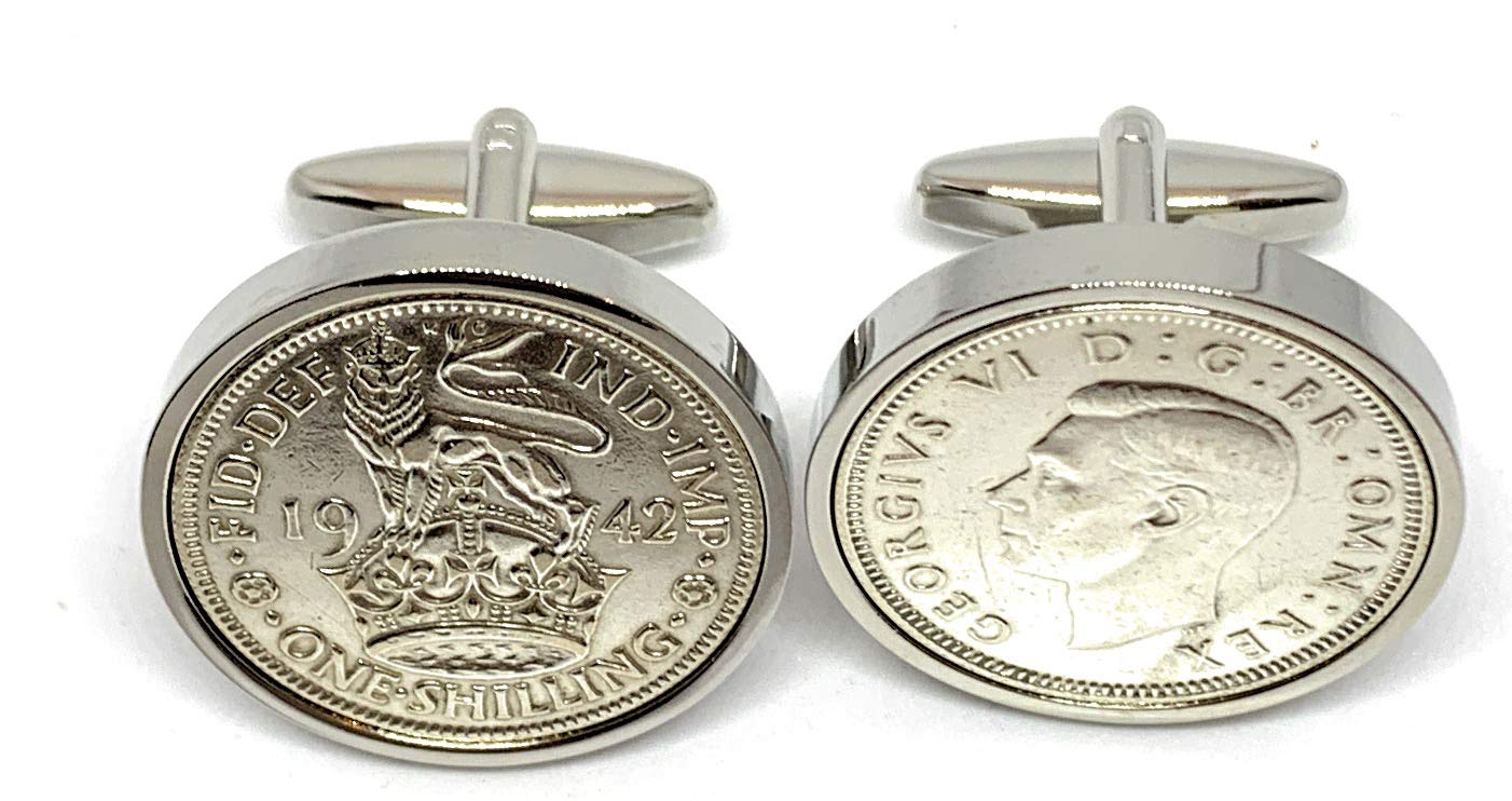 Premium 1942 Silver Shilling cufflinks for a 84th Birthday cufflinks