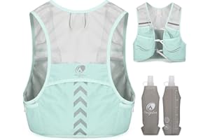 Outplea Lightweight Running Hydration Vest with 2pcs 500ml Soft Water Bottles for Men Women, Reflective Water Vest Pack for R