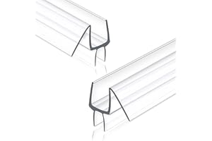 Dzhuywer Frameless Shower Door Seal Strip 2 Pack x 39 Inch M Glass Shower Door Bottom Seal Side Seal Strip Door Sweep for 1/4" Glass Ultra-Clear Polycarbonate Stop Shower Leaks Create A Water Barrier