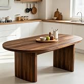 Oval Wood Dining Table for 4-8 with Double Pedestal Base, Kitchen Furniture | Wood kitchen table, oval tabletop, double pedestal base, seating for 4 to 8, dining room table, living room
