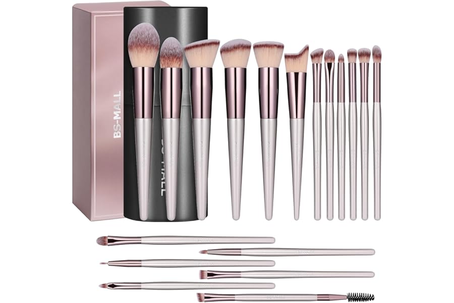 BS-MALL Makeup Brush Set 18 Pcs Premium Synthetic Foundation Powder Concealers Eye shadows Blush Makeup Brushes with black case