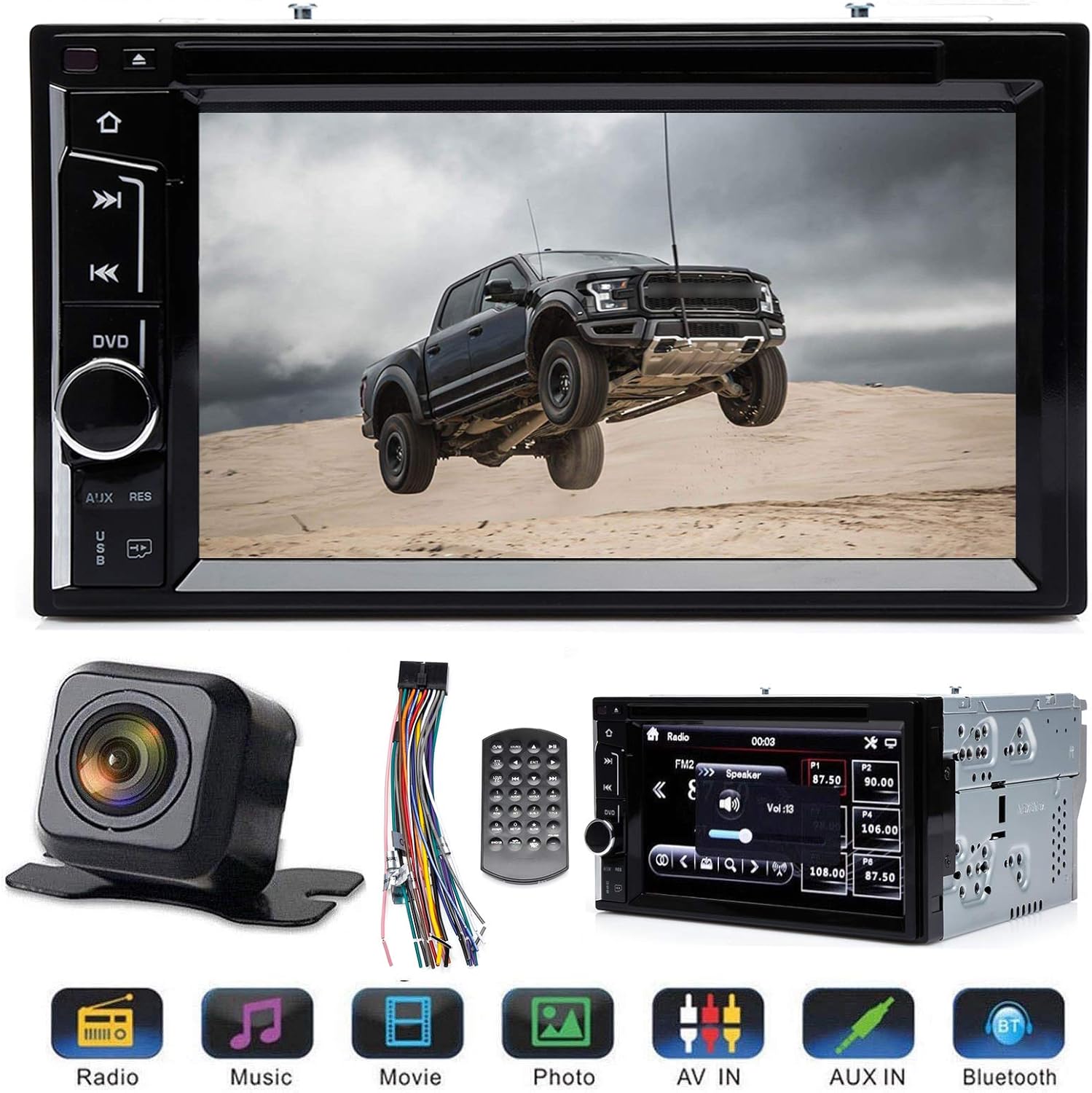 Double 2 Din Car Stereo 6.2&rdquo; Touchscreen with Rear View Parking Camera for Ford F150 F250 F350 F450 F550 2004-2016 Support Bluetooth Mirror Link Steering Wheel Control DVD CD Player USB TF Card