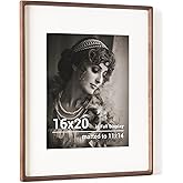 16 x 20 Picture Frame, USA-Sourced Walnut Wood Photo Frames with HD Tempered Glass, Handcrafted Rounded Corner 16x20 Wooden Frames Matted to 11x14 Photos, Horizontal or Vertical Wall Display