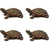 Yungeln 4PCS Turtle Statue for Outdoor Decor, Garden Turtle Figurine for Pond, Lawn, Patio, Resin Tortoise Ornament for Home & Yard