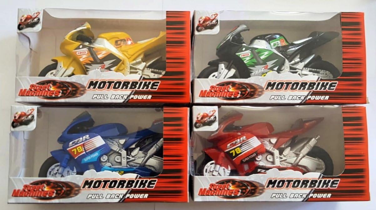 Pull Back Motorbike Toy Motorcycle Street Machine Friction Power Kids Gift New, Green, Small - Image 3