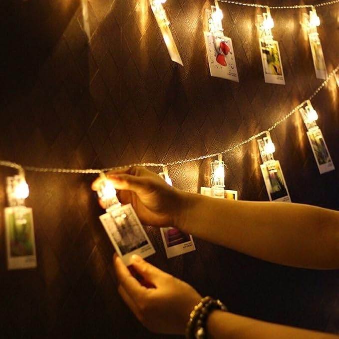 GreenCoves Photos Clips String Lights Fairy String Lights for Bedroom Hanging Photos, Cards and Artworks Decoration Light for Bedroom Wedding Size 6m (Multicolor)