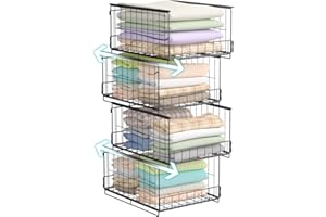 Vathingood 4-Tier Stackable Closet Organizers and Storage Shelves,Foldable Closet Shelf Organizer System, Space-Saving Clothes Storage Drawer Organizer for Wardrobe