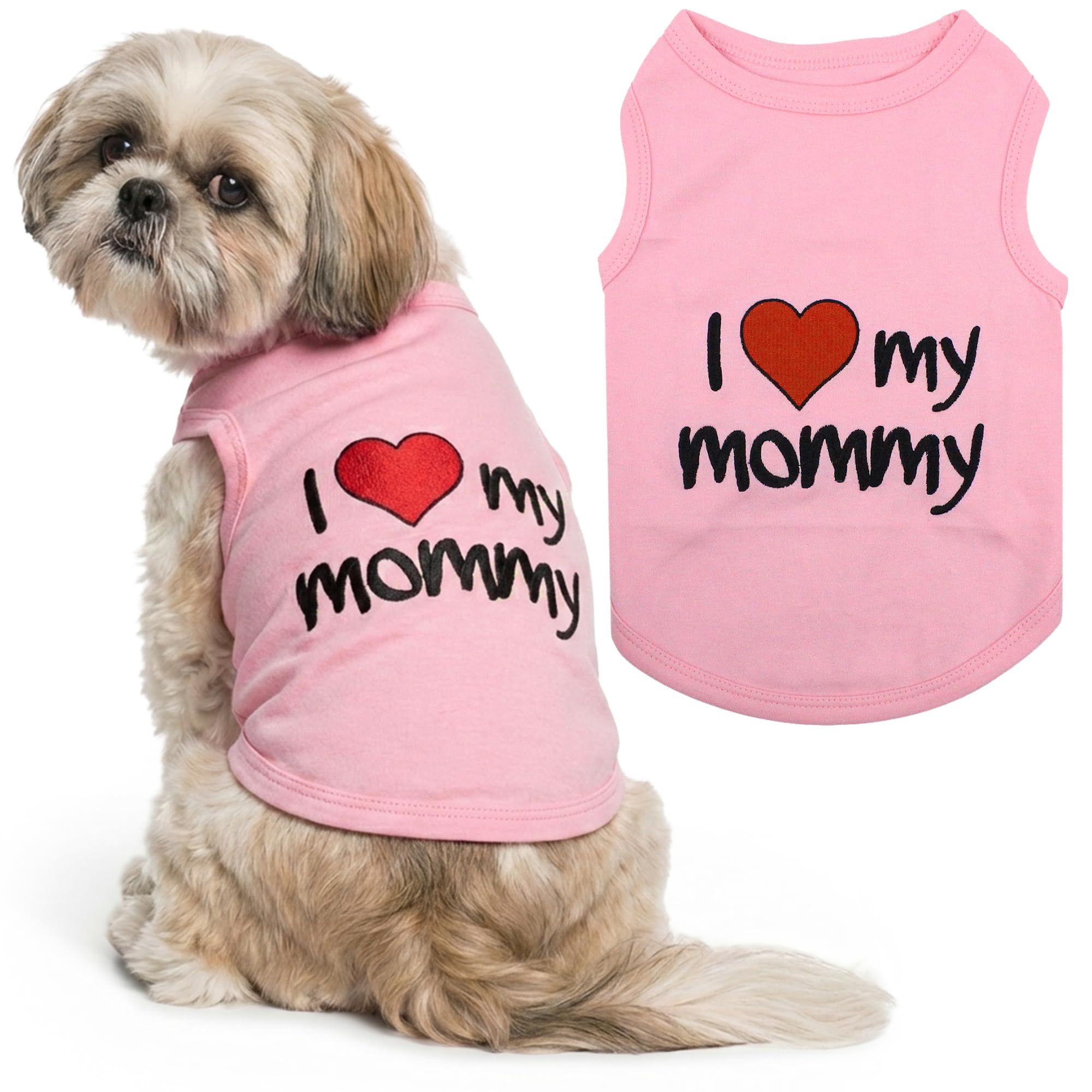 Parisian Pet I Love Mommy Dog T-Shirt, Medium, Pink