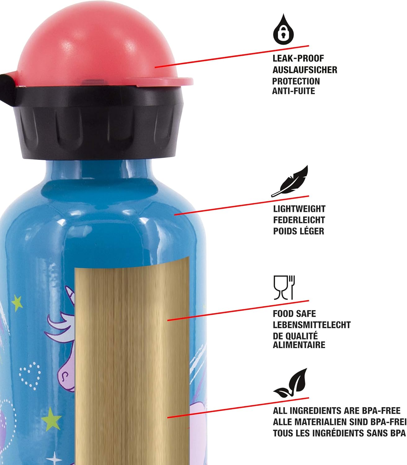 Sigg, Aluminium Water Bottle For Kids, KBT Bella Unicorn, Leakproof, Lightweight, BPA Free, Climate Partner Certified - Image 4
