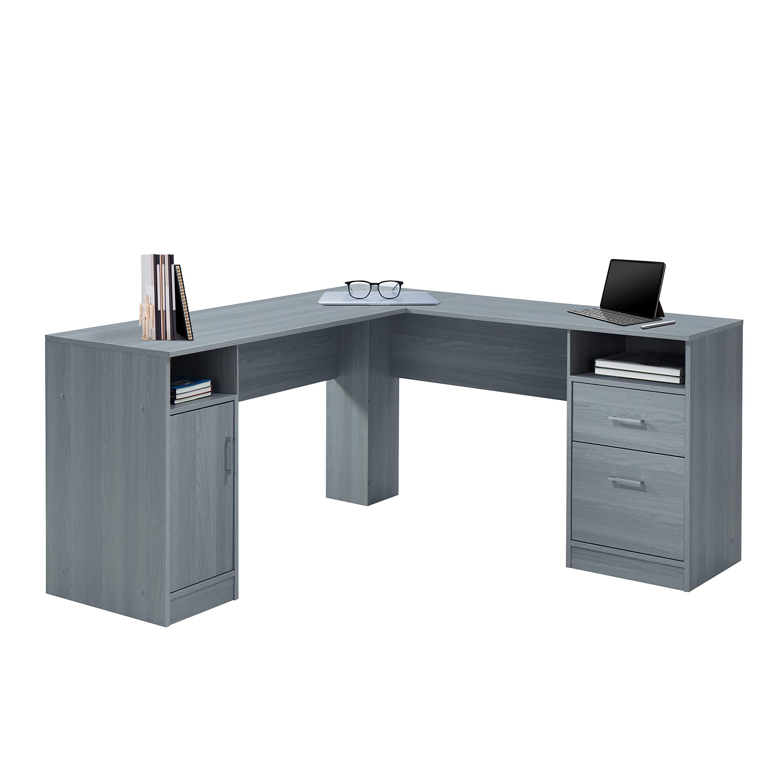 Photo 1 of *** 2 of 2 set***Techni Mobili Functional L-Shaped Computer Desk with storage, L is ?59.5" wide x 59.5" Long, Grey