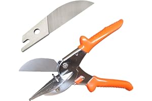 MERHOFF & LARKIN Multi Angle Miter Cutter | + Spare Blade | Hand Scissors Multipurpose Tool | 45-135 Degree Cutting | Stainless Steel, Rubber Handle & Safety Lock | Miter Shears, Trim, Chamfer & Quarter Round Cutters