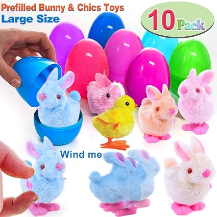Coweal 10 Pack Easter Eggs Plastic With Toys Inside Prefilled 8 Clockwork Plush Bunny Rabbit 2 Chicken Child Stuffed Wind Up Easter Toys For Boys #toys #for #girls #10 #and #up Coweal 10 Pack Easter Eggs Plastic With Toys Inside Prefilled 8 Clockwork Plush Bunny Rabbit 2 Chicken Child Stuffed Wind Up Easter Toys For Boys