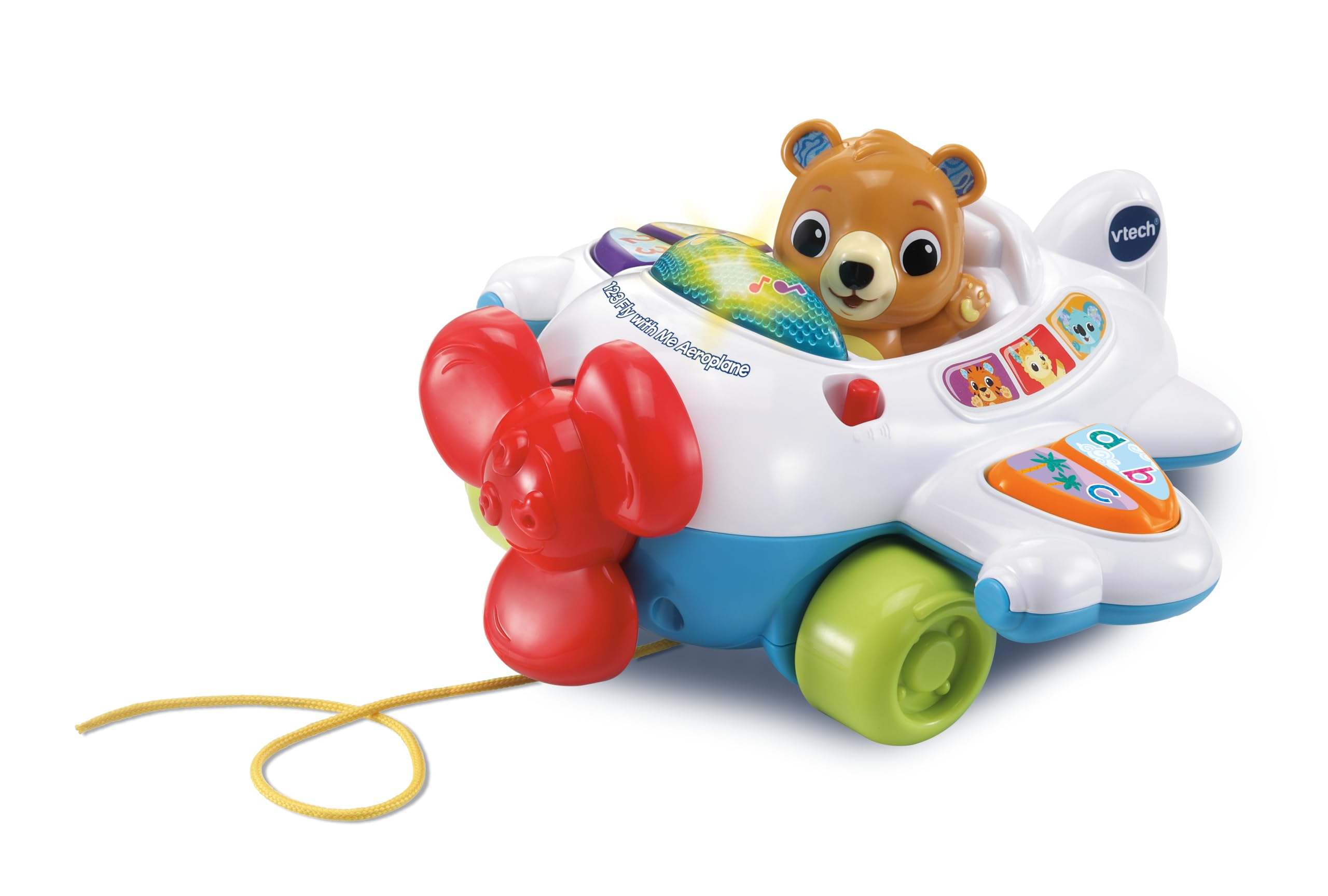 VTech Baby 123 Fly with Me Aeroplane, Interactive Pull Along Toy with Spinning Propeller, Numbers, Letter Sounds, Songs & Phrases, Gift for Babies 12, 18, 24 months +, English Version