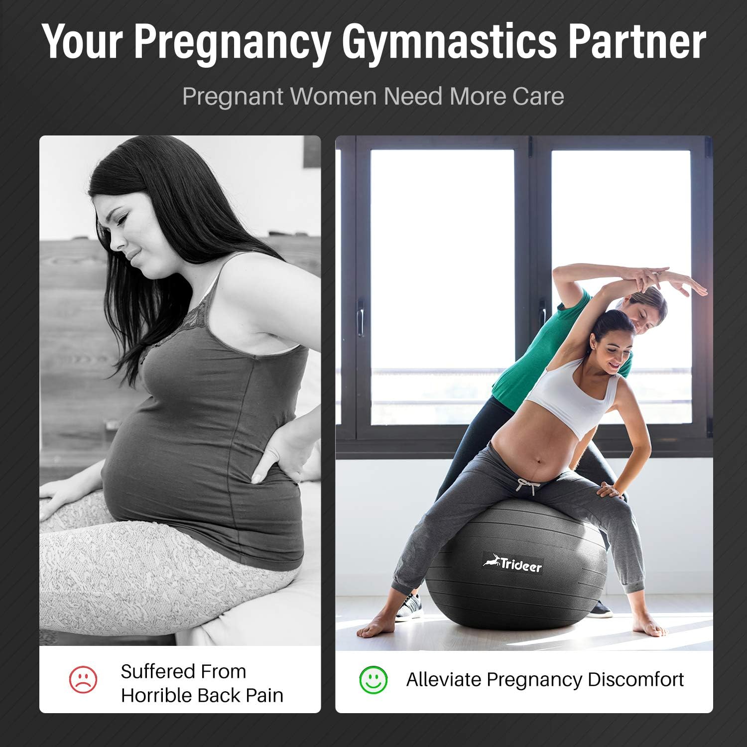 Trideer Exercise Ball (45-85cm) Extra Thick Yoga Ball Chair, Heavy Duty Stability Ball Supports 2200lbs, Birthing Ball with Quick Pump (Office & Home & Gym): Sports & Outdoors