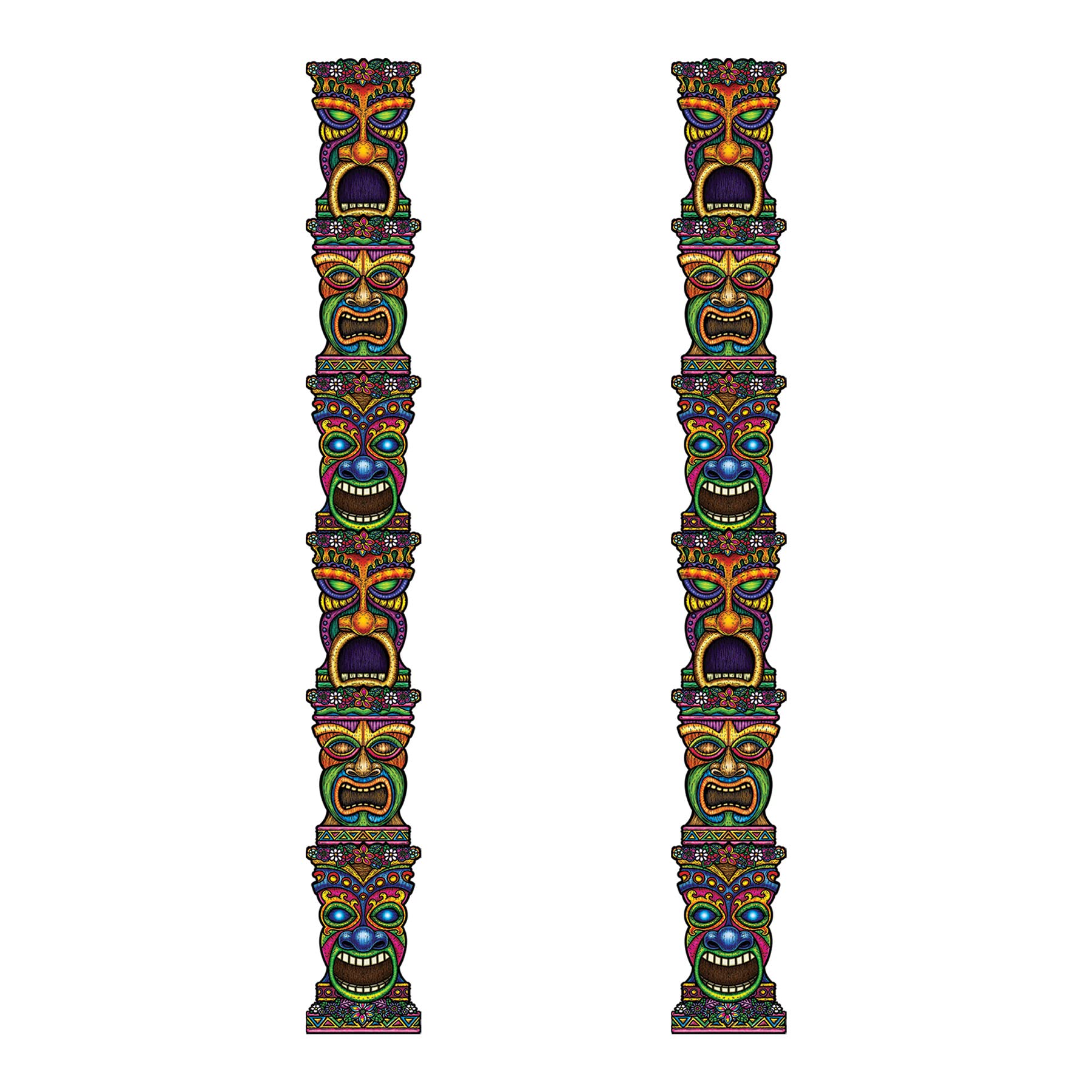 Beistle S50467AZ2 Jointed Tiki Totem Pole 2 Piece, Multicolored