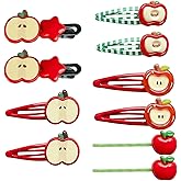 10Pcs Apple Hair Clips Set for Girls Women, Cute Fruit Hair Clips Bulk, Kawaii Red Teacher Hair Clip Accessories, Resin Back to School Hair Accessories Barrettes Gift (5 Pairs)