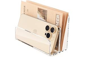 FUCDTEFC Desk Mail Organizer, 2 Section Clear Acrylic File Holder Letter Organizer, Vertical Lightweight Modern Envelope Holder Desk Accessories & Workspace Organizers for Office, Home, School