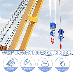 WULAZMU Snatch Block with Hook, 4 Ton 4 1/2" Sheave