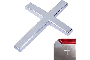 ECOCSTM Metal Cross Decals for Cars, 2.5"×1.8" Christian Car Emblem Badge Decals, 3D Self Adhesive Cross Stickers Car Accessories, Jesus Stickers for Cars Body Fender Tail (Silver)