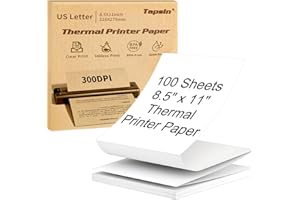 TAPSIN Thermal Printer Paper 8.5 x 11 Inch, Quick-Dry US Letter Thermal Paper, Compatible with M08F M832 Portable Printer, Continuous Perforated Folding Thermal Printer Paper for Office, Contract, 100 sheets