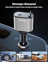 【Upgraded】 SUPERONE Retractable Car Charger 4