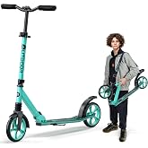 Outdoor Cruiser Kick Scooter for Ages 6+, for Kids, Teens, and Adults, Max Load 250 LBS, Foldable, 8-inch Wheels for Kids and Adults, Dual Suspension, 3 Adjustable Levels, Child Safety Approved, Aqua