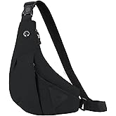 MAYMOONER Men Small Sling Shoulder Crossbody Bag, Lightweight Anti-theft One Strap Casual Chest Bag Slim Backpack for Outdoor Walking Trip Hiking Biking Fits Up to 8.3 inch iPad Mini (Black)