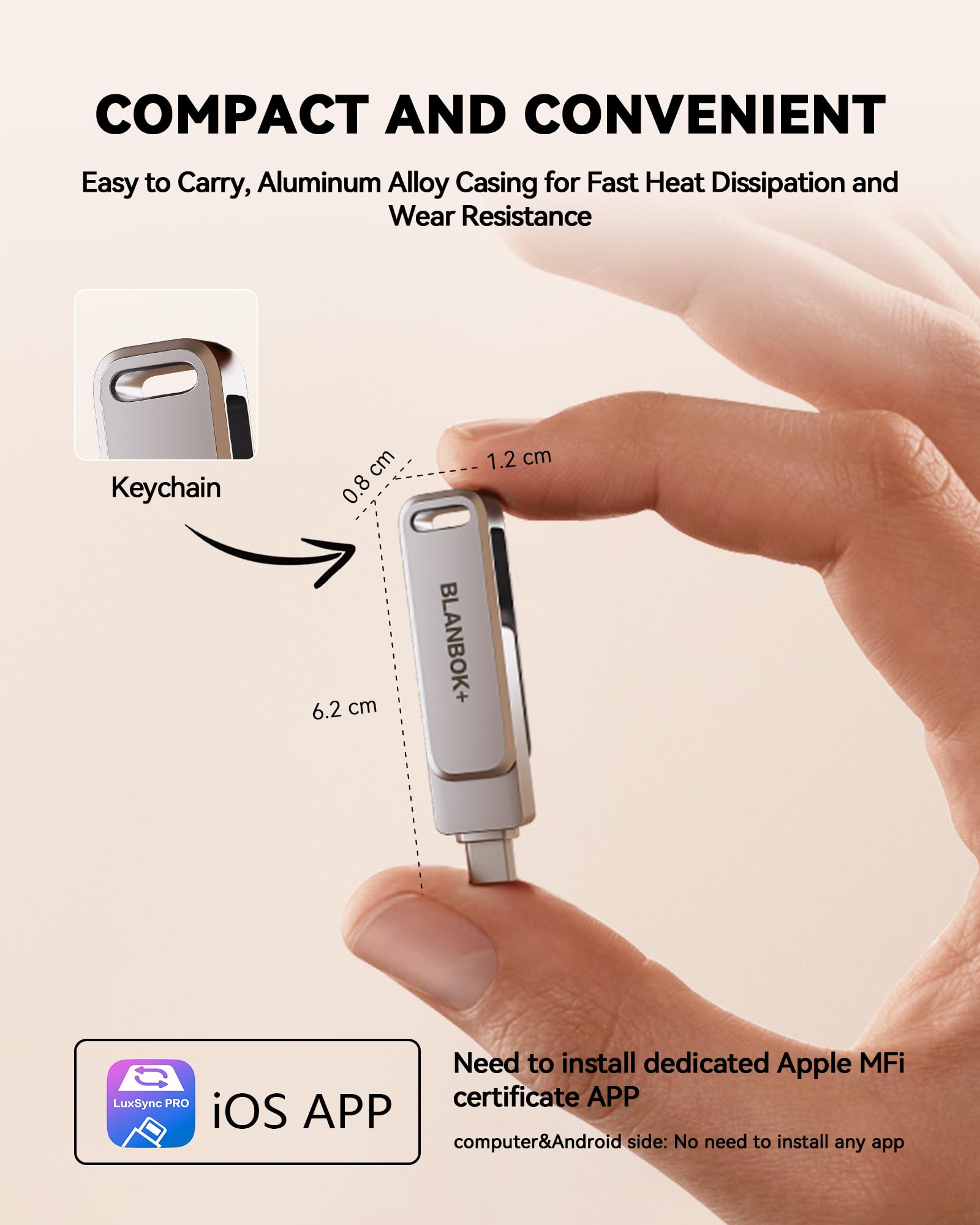 MFi Certified 128GB Flash Drive for iPhone Photo Stick, USB Thumb Drive Memory Stick High Speed USB Drive Photo Storage for iPhone Flash Drive Compatible for iPhone/iPad/Android/PC