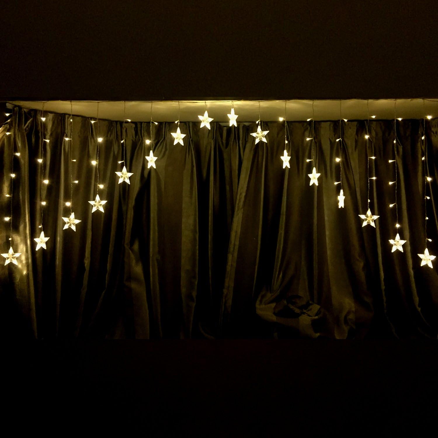3 Meters 136LED Warm White V-type Fairy Curtain String Light - Built-in 8 Modes Indoor and Outdoor Decoration for Wedding/ Christmas Party