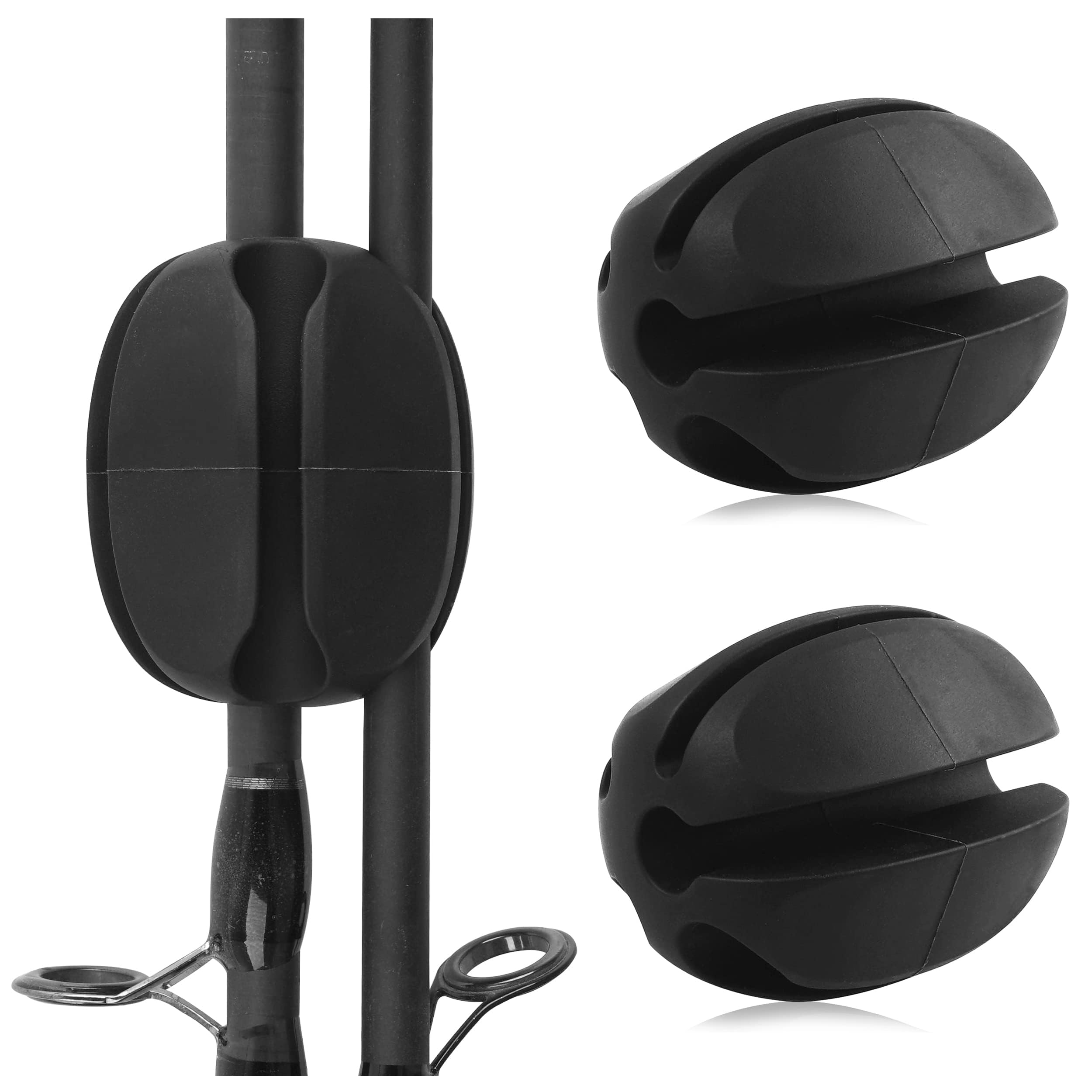 Fishing Rod Holder Straps Rod Rack Storage Rod Holder Protector Silicone Stretchy Rod Holder Fly Carp Fishing Rod Protection Support Fishing Accessories (BLACK-2PCS)