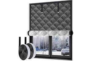 GULREAR Window Insulation for Winter Draft Dlocker Adjustable Max Up To 59*79" Windows Insulation Kit Fit Most Indoor Room RV Curtains 3 Layers Heavy-Duty Cold Weather Curtain Window Cover Film Velcro Install