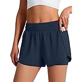 Ksmien Women's Running Shorts Quick Dry Lightweight Athletic Workout Shorts with Liner Phone Pockets