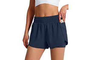 Ksmien Women's Running Shorts Quick Dry Lightweight Athletic Workout Shorts with Liner Phone Pockets